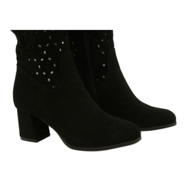 M.Daszyński Ażurowe Kozaki Na Słupku Czarne SA156-10 4