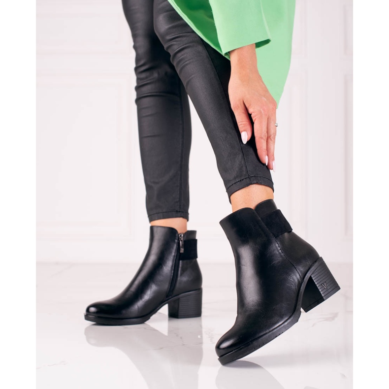 W. Potocki Czarne klasyczne botki damskie Potocki 1