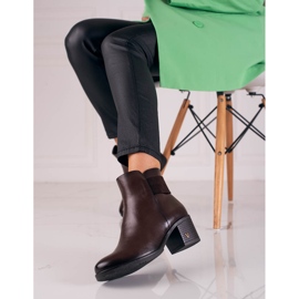 W. Potocki Brązowe klasyczne botki damskie Potocki 2
