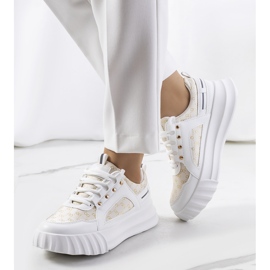 Beżowe sneakersy Heleno beżowy białe 1