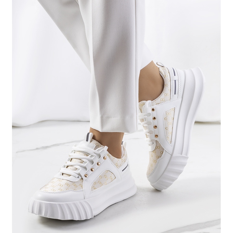 Beżowe sneakersy Heleno beżowy białe 1