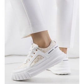 Beżowe sneakersy Heleno beżowy białe 2
