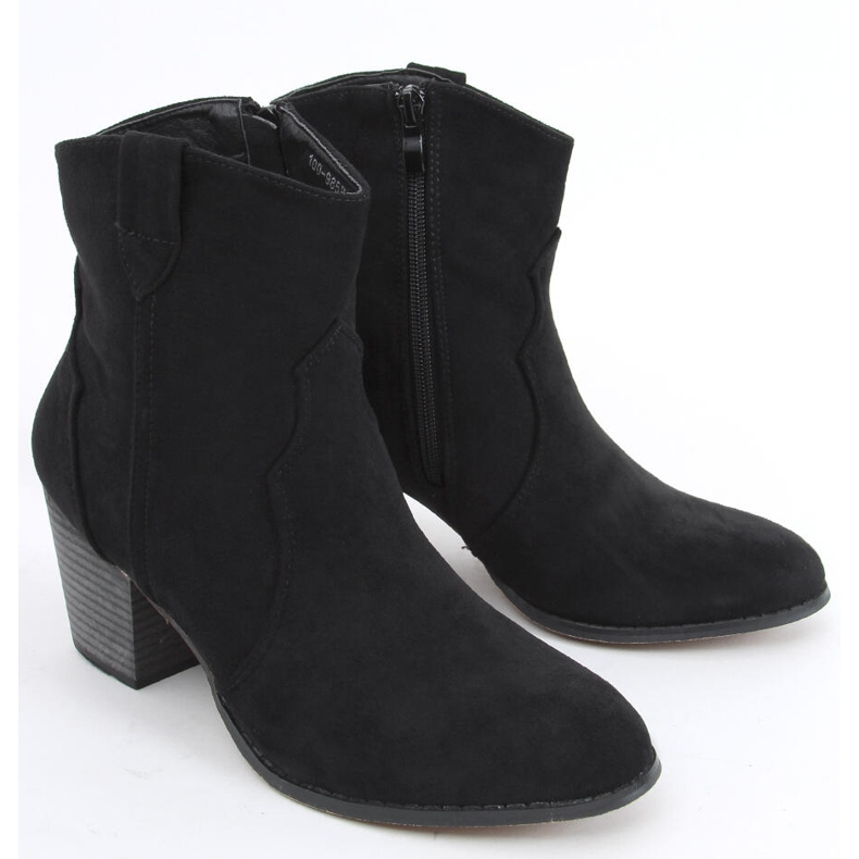 Botki na obcasie kowbojki Seed Black czarne 1