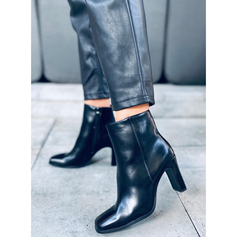 Botki na obcasie Madison Black Pu czarne 1