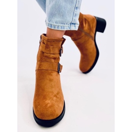 Botki na szerokim obcasie Teoo Camel brązowe 1