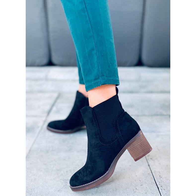 Botki na szerokim obcasie Fill Black czarne 1