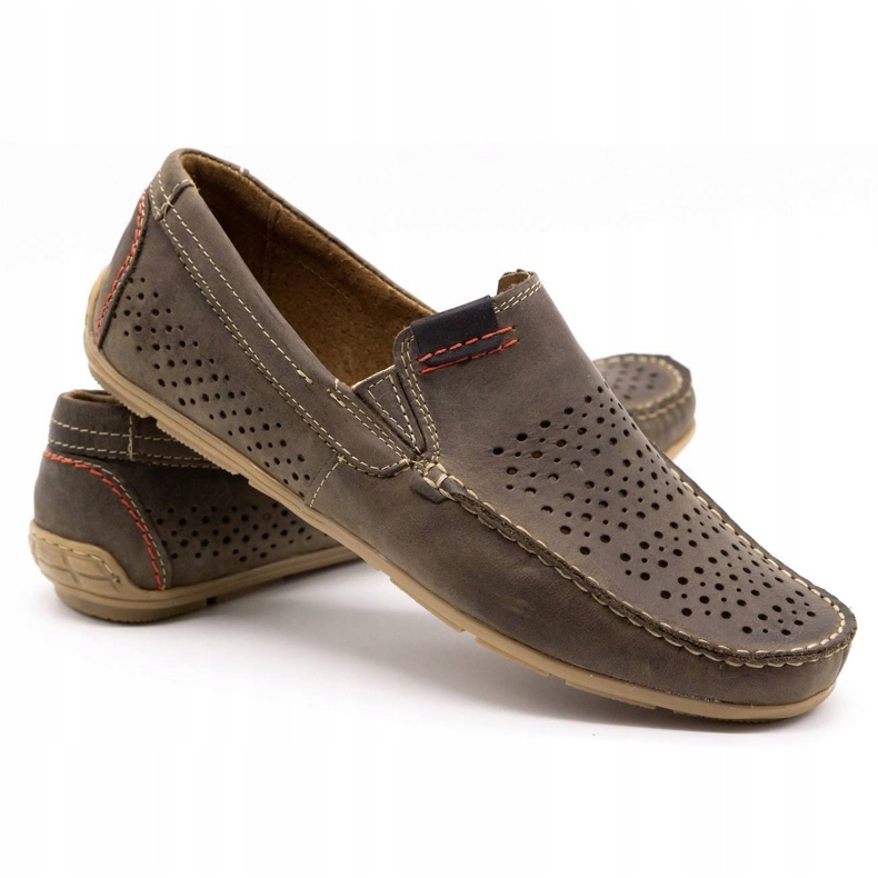 Olivier Buty męskie mokasyny 906 na lato brązowe szare 3