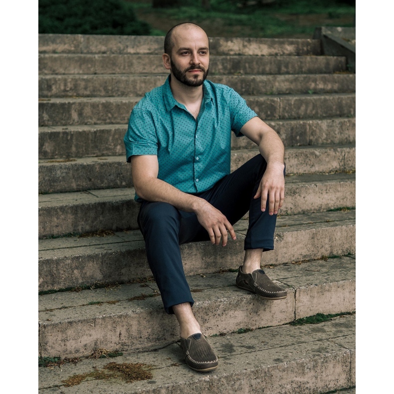 Olivier Buty męskie mokasyny 906 na lato brązowe szare 5