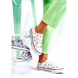 PS1 Niskie Damskie Trampki W Kwiaty Białe Janey 3