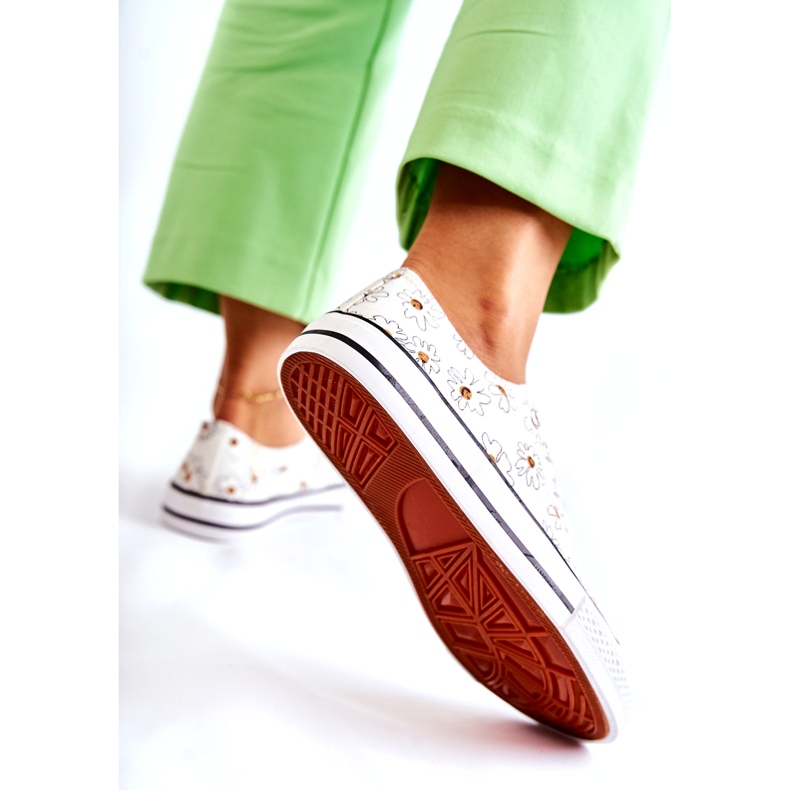 PS1 Niskie Damskie Trampki W Kwiaty Białe Janey 4