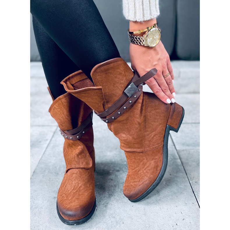 Botki damskie militarne Aina Camel brązowe 1