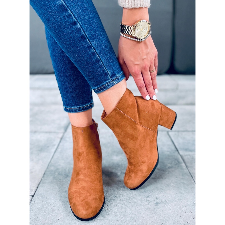 Botki na obcasie Talgo Camel brązowe 1