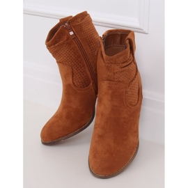Botki na obcasie Fonda Camel brązowe 2