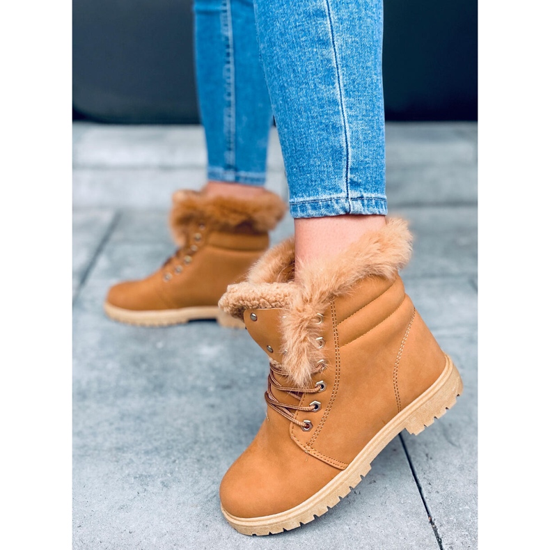 Timberki damskie ocieplane Well Camel brązowe 1