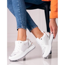 Białe buty sportowe damskie Shelovet z brokatem 1
