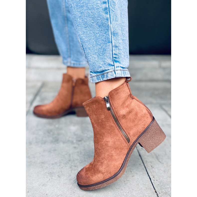 Botki na kauczukowym obcasie Espera Coffee brązowe 1