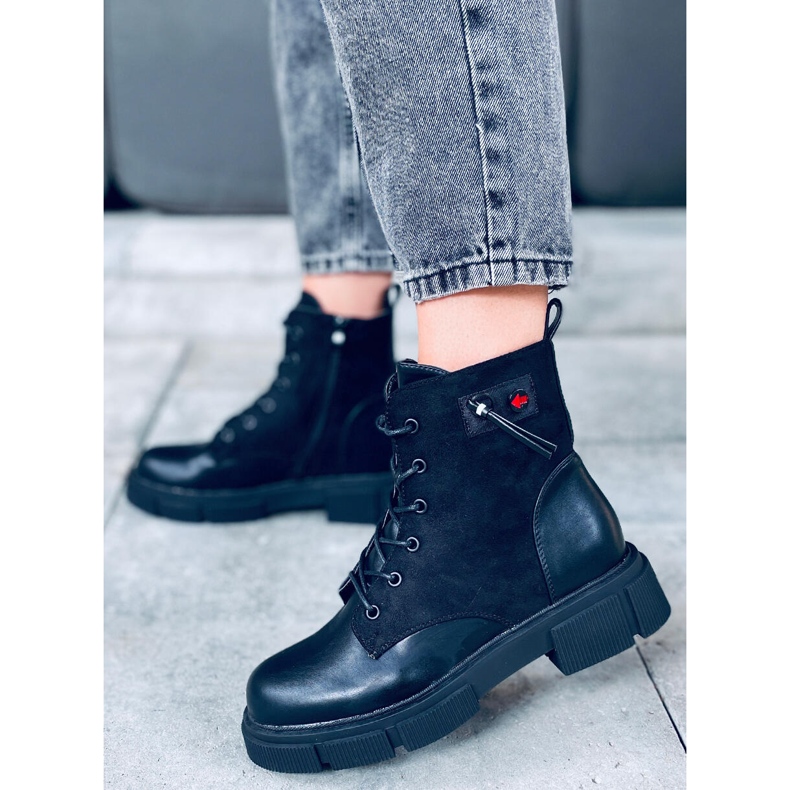 Botki na grubej podeszwie Provo Black czarne 2