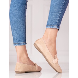 W. Potocki Zamszowe mokasyny damskie Potocki beżowe beżowy 1