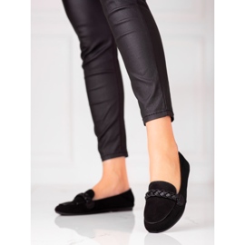 W. Potocki Zamszowe mokasyny damskie Potocki czarne 1
