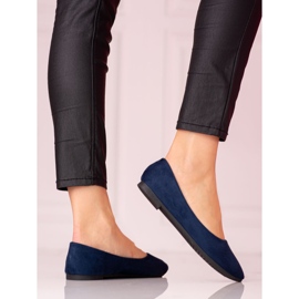 W. Potocki Granatowe baleriny damskie Potocki z zamszu ekologicznego niebieskie 1