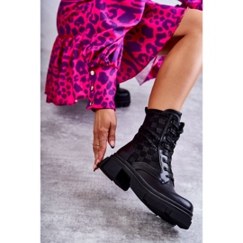 Wysokie Damskie Botki Wiązane Czarne Verlon 2