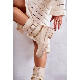 PG1 Modne Workery Botki Z Łańcuchem Beżowe Solesso beżowy 2