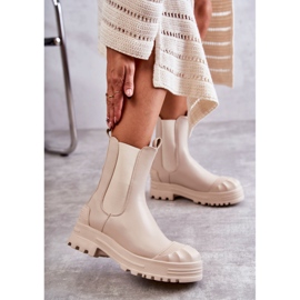 PG1 Klasyczne Wysokie Workery Botki Beżowe Bassti beżowy 1