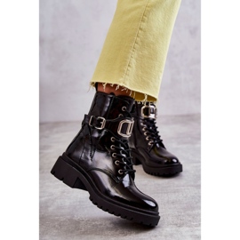 PG1 Lakierowane Ocieplane Damskie Botki Czarne Costello 2