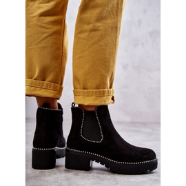 PG1 Damskie Botki Na Suwak Z Ćwiekami Czarne Afaries 2