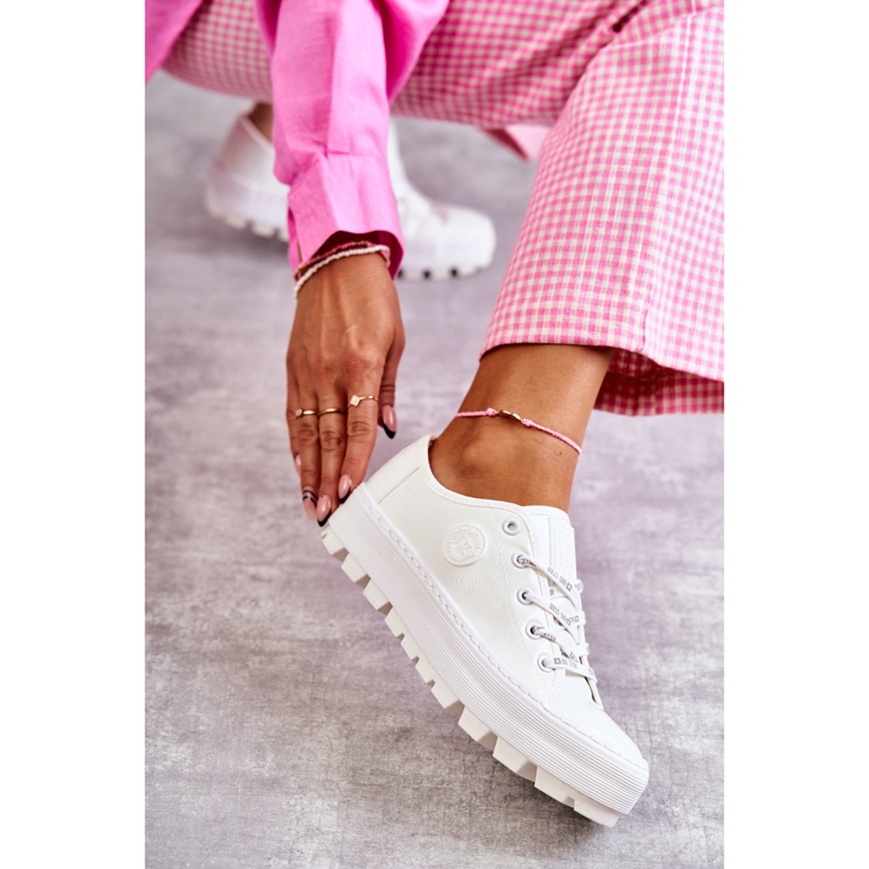 Modne Lakierowane Trampki Big Star KK274045 Białe 1