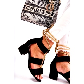 PG1 Sandały Na Niskim Obcasie Wiązane Czarne Erisa 2