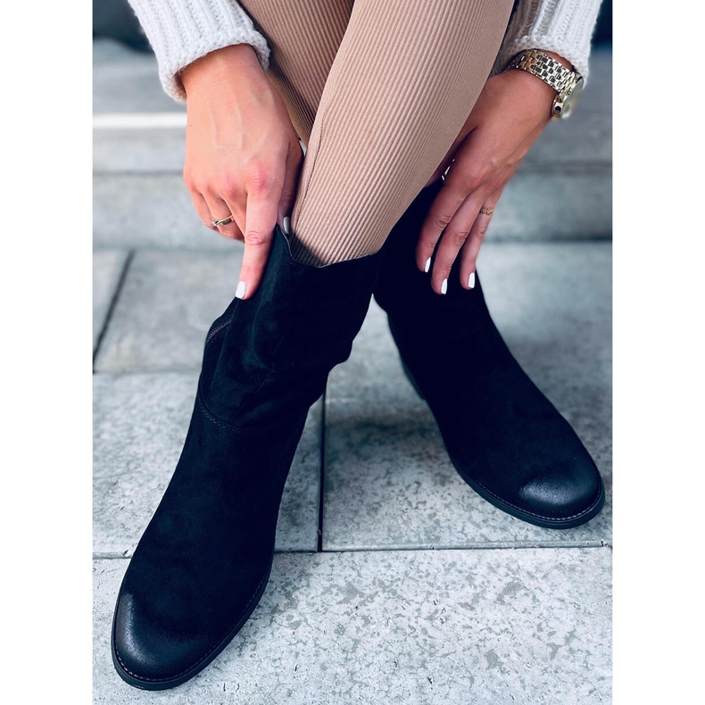 Botki na ukrytym koturnie Bansi Black czarne 2