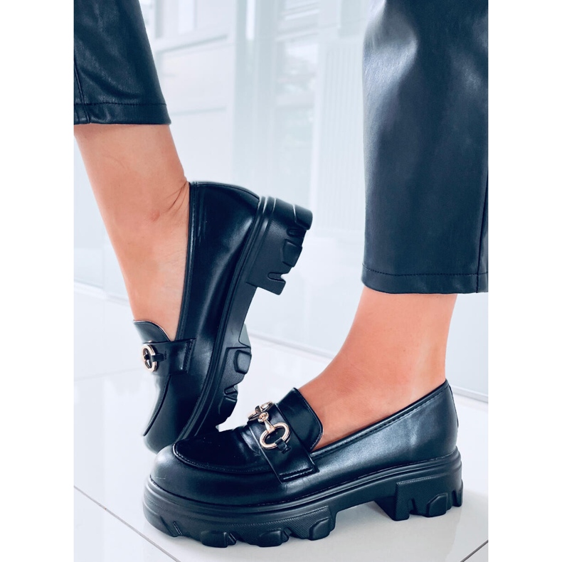 PA1 Mokasyny na wysokiej podeszwie Eloise Black czarne 2