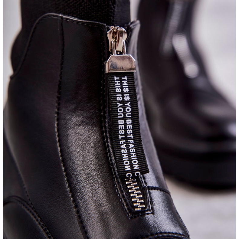 Damskie Botki Skarpetkowe Na Suwak Czarne Shelter 2