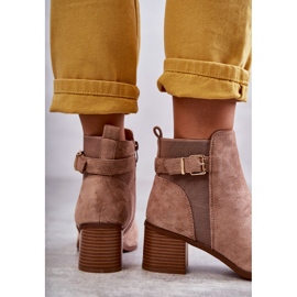 Zamszowe Botki Na Słupku Brązowe Vannes 2