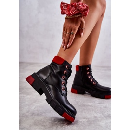 PG1 Skórzane Botki Workery Na Suwak Czarne Messa 2