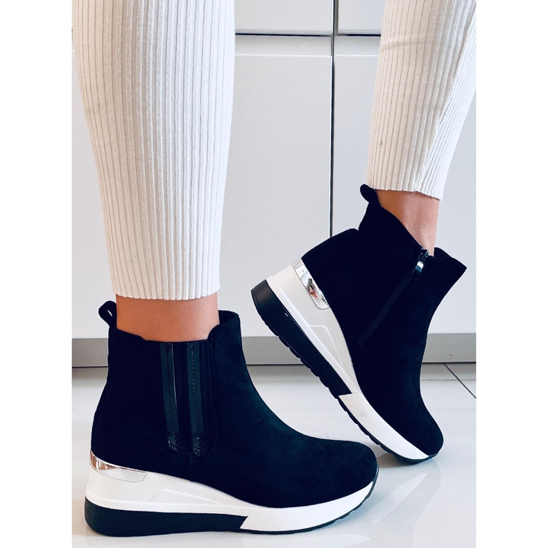 Botki na koturnie Stock Black czarne 2