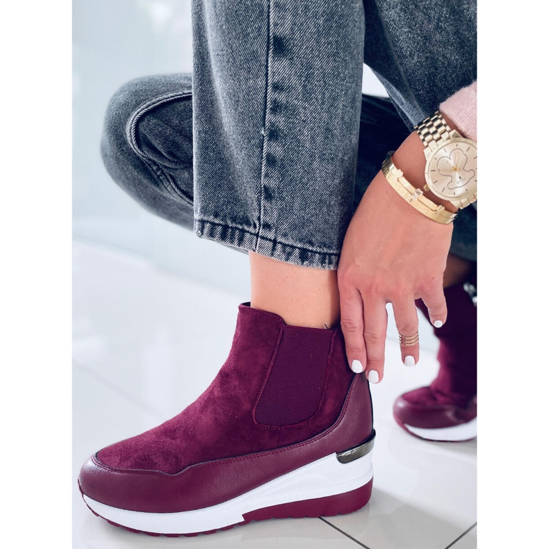 Botki na koturnie Byers Burdeos czerwone wielokolorowe 1