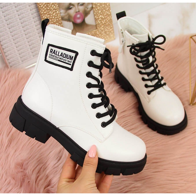 Botki dziewczęce ocieplane białe S.Barski 1