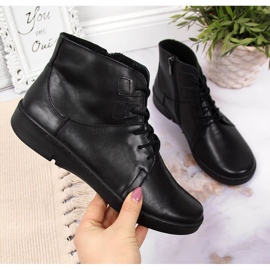 Botki skórzane damskie komfortowe ocieplane czarne Łukbut 1816 2