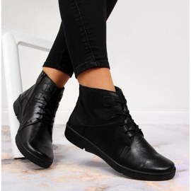 Botki skórzane damskie komfortowe ocieplane czarne Łukbut 1816 1