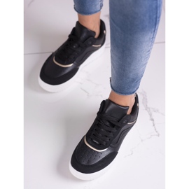 Czarne sportowe buty damskie Shelovet na białej platformie 2