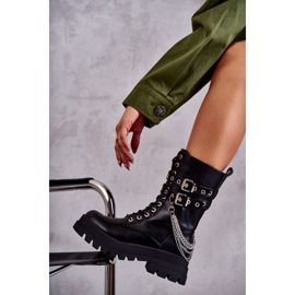 PG1 Wysokie Workery Botki Z Łańcuchem Czarne Montero 1