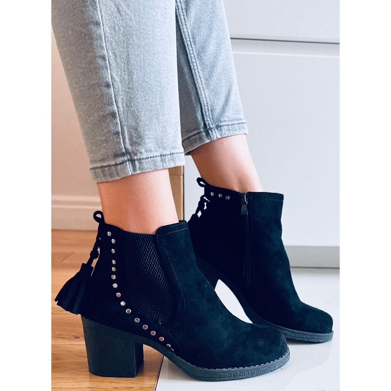 Botki na obcasie Logue Black czarne 2