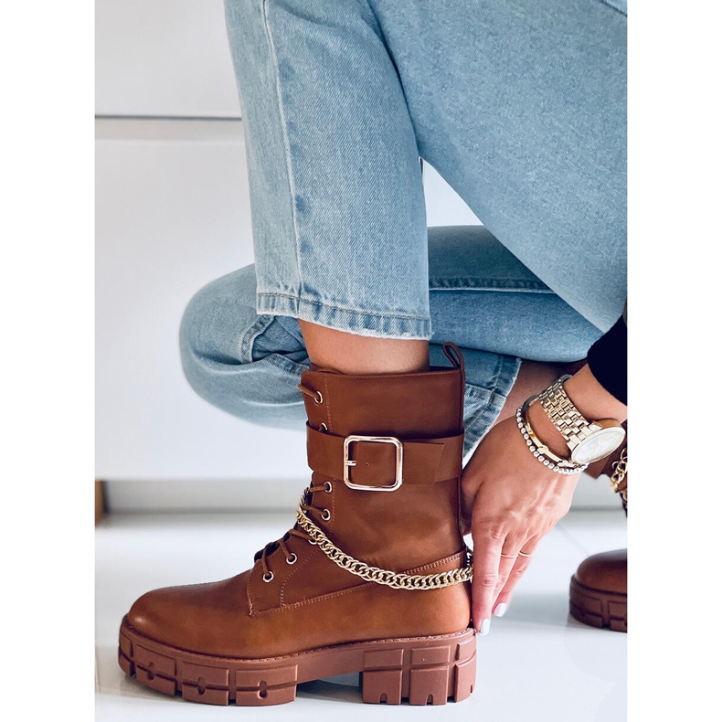 Botki militarne Maude Camel brązowe 2