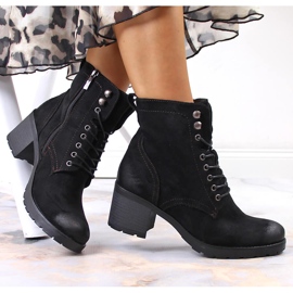 Zamszowe botki damskie ocieplane czarne Potocki 1