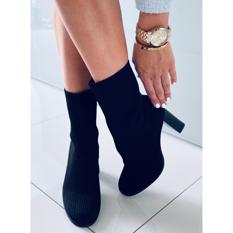 Botki na obcasie skarpetkowe Hermiona Black czarne 2