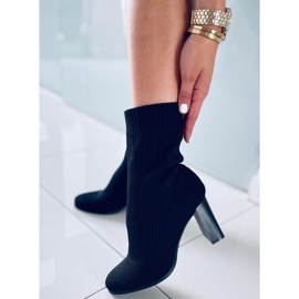 Botki na obcasie skarpetkowe Hermiona Black czarne 1