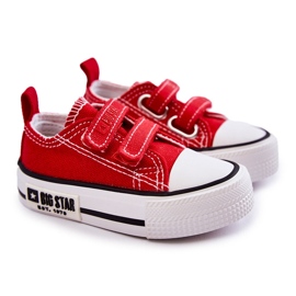 Dziecięce Materiałowe Trampki Na Rzep Big Star KK374076 Czerwone 6