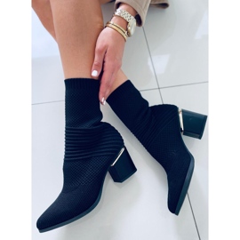 Botki na obcasie skarpetkowe Tiara Black czarne 2